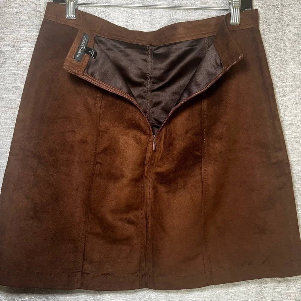 Banana Republic Suede Rich Brown Preppy Academia Mini Skirt Size 6
